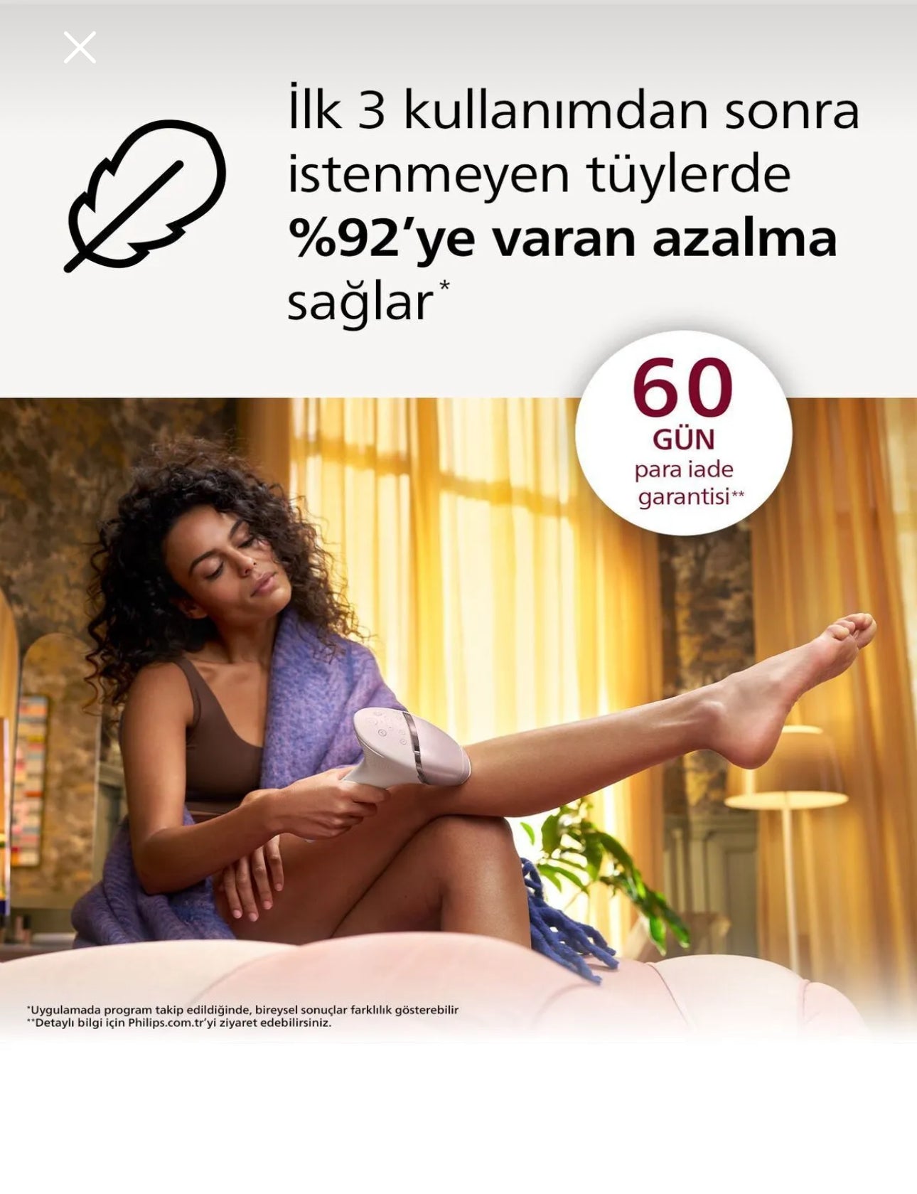 Phılıps Şarjlı ve elektrikli Sınırsız Atışlı Lazer Epilasyon Cihazı 5 başlık